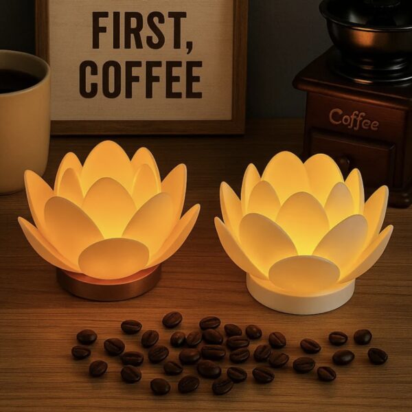 Zen Lotus Çiçeği LED Mumluk/Lamba - Huzurlu Masa Üstü Dekoratif Aydınlatma (2 Renk Seçeneği)