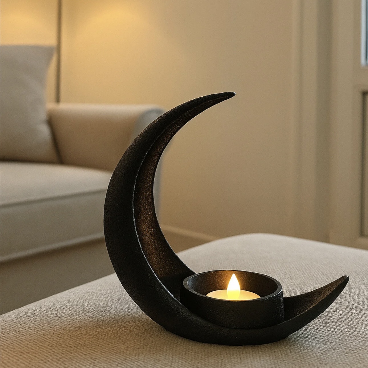 Siyah Hilal Ay Formunda Çok Amaçlı Dekoratif Mumluk