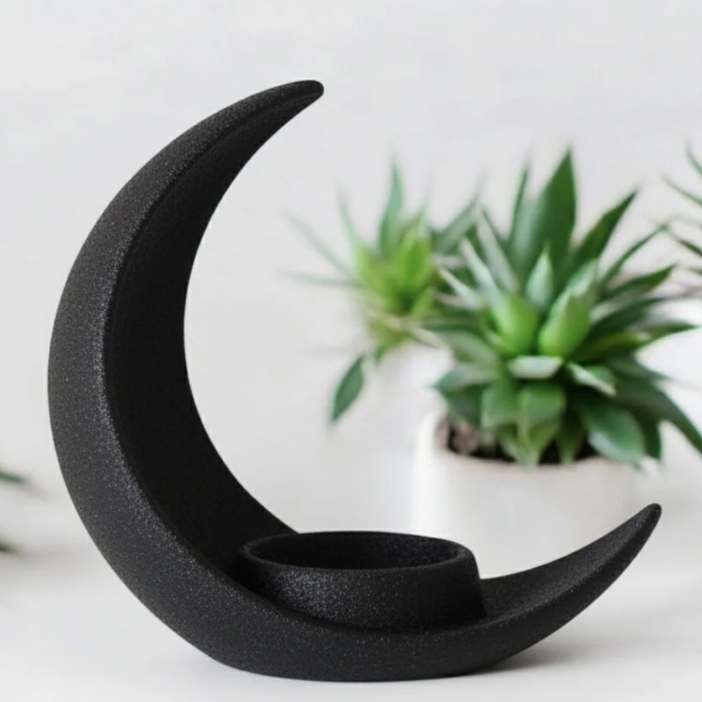 Siyah Hilal Ay Formunda Çok Amaçlı Dekoratif Mumluk - Görsel 4