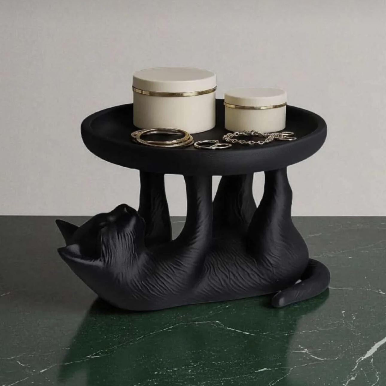 Ters Duran Kara Kedi Dekoratif Tepsi / Anahtarlık ve Takı Düzenleyici Stand - Görsel 3