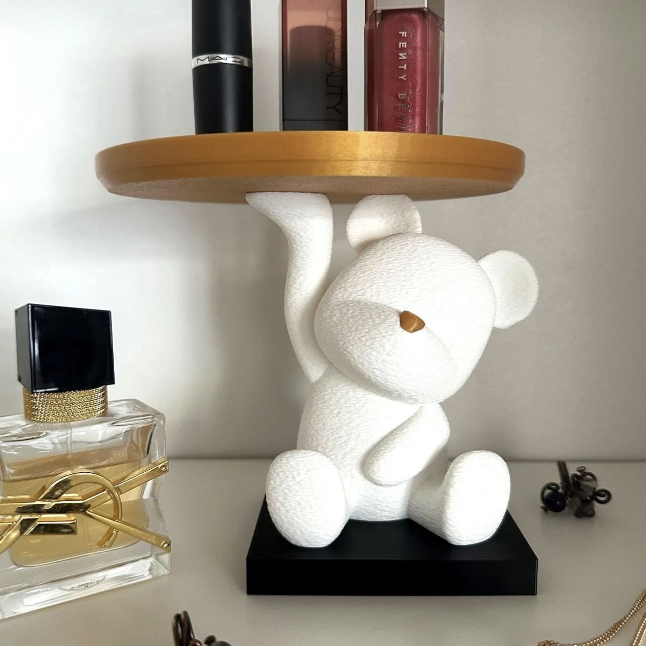 Sevimli Ayıcık Anahtarlık/Takı Standı - Dekoratif Tepsi ve Organizatör (14cm) - Görsel 2