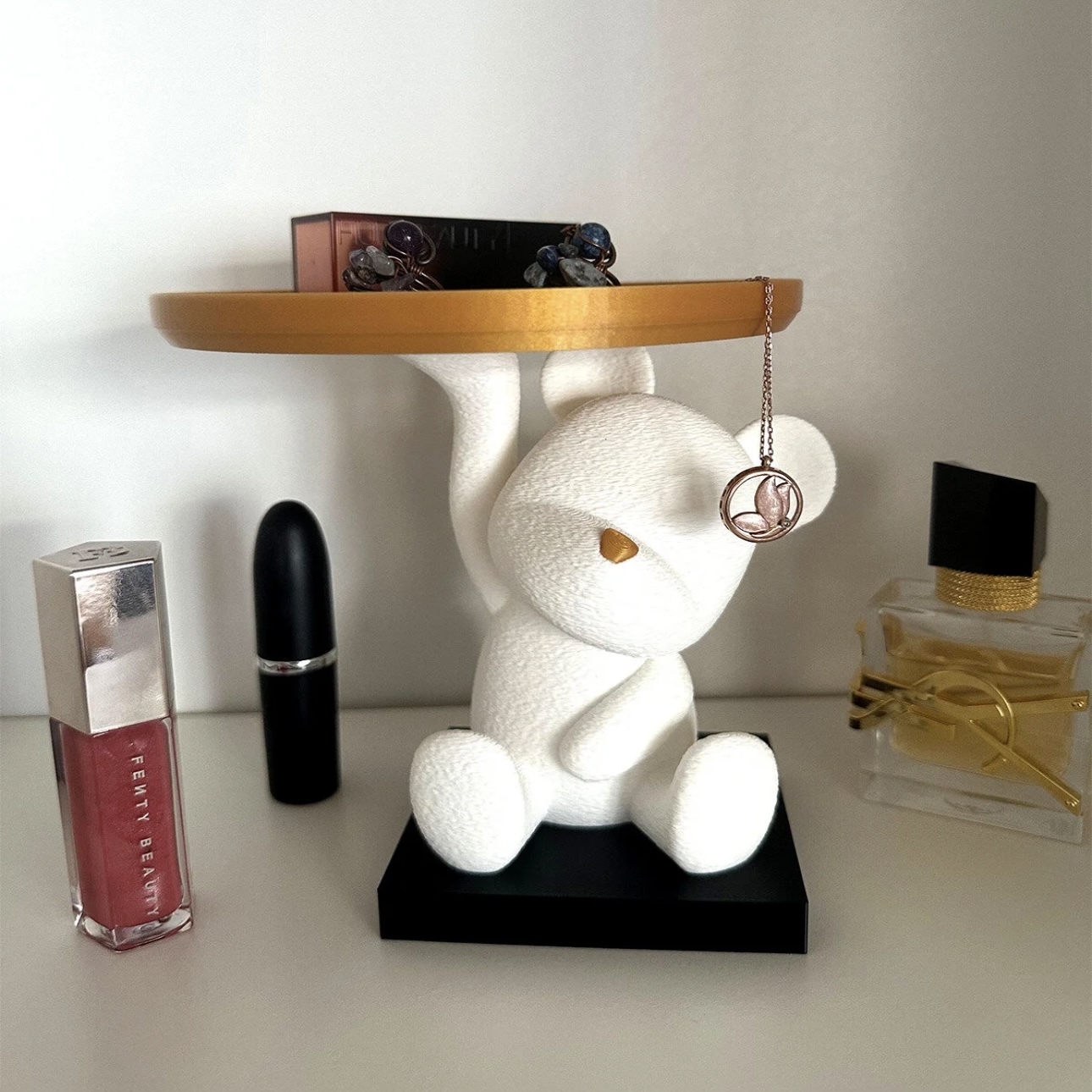 Sevimli Ayıcık Anahtarlık/Takı Standı - Dekoratif Tepsi ve Organizatör (14cm) - Görsel 4