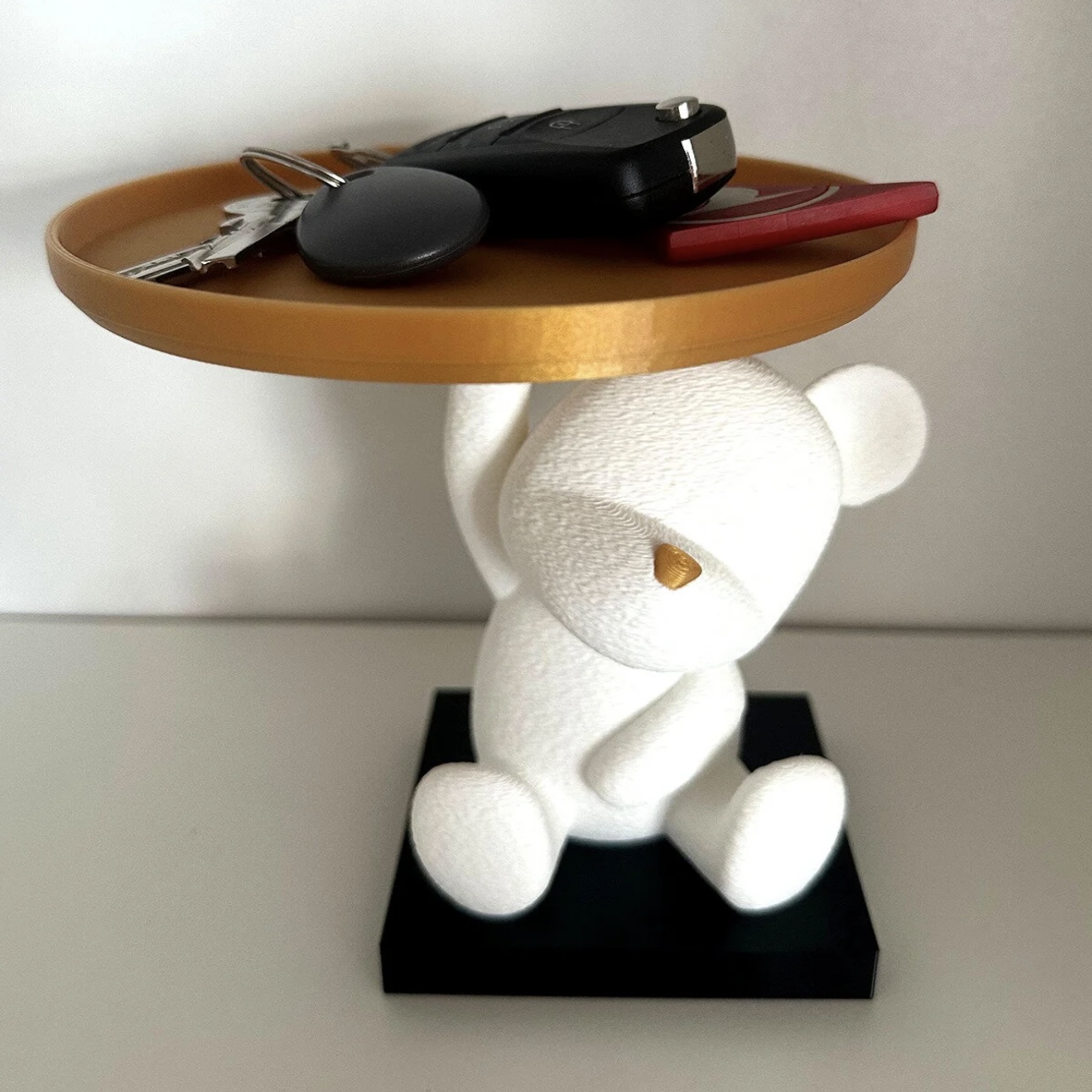 Sevimli Ayıcık Anahtarlık/Takı Standı - Dekoratif Tepsi ve Organizatör (14cm)