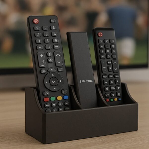 3 Bölmeli Modern Kumanda Düzenleyici Stand | Mat Siyah TV Kumandalık ve Organizatör