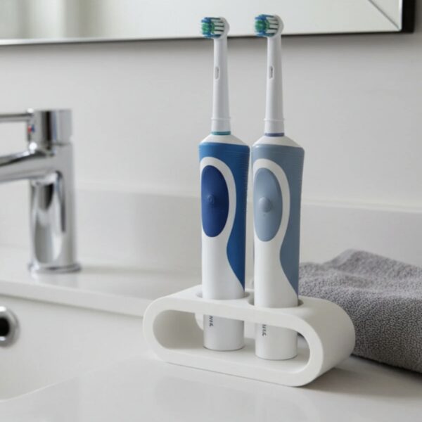 Beyaz Minimalist Elektrikli Diş Fırçası Standı (2'li) | Oral-B Uyumlu Banyo Organizatörü