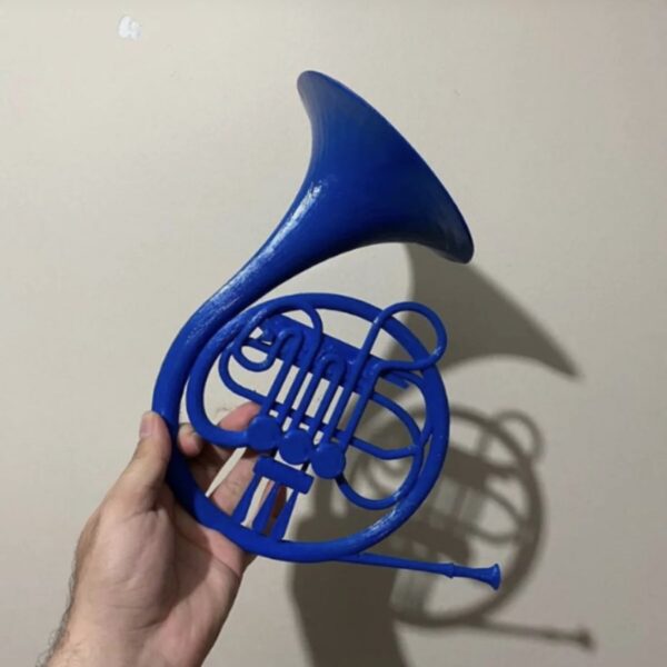 Efsanevi Mavi French Horn (Fransız Kornosu) Duvar Dekoru | Müzik Temalı Sanat Objesi