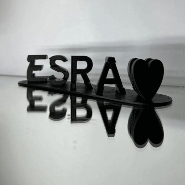 Kişiye Özel İsim Yazılı 3D Baskı Masaüstü Dekor (Kalp Detaylı)