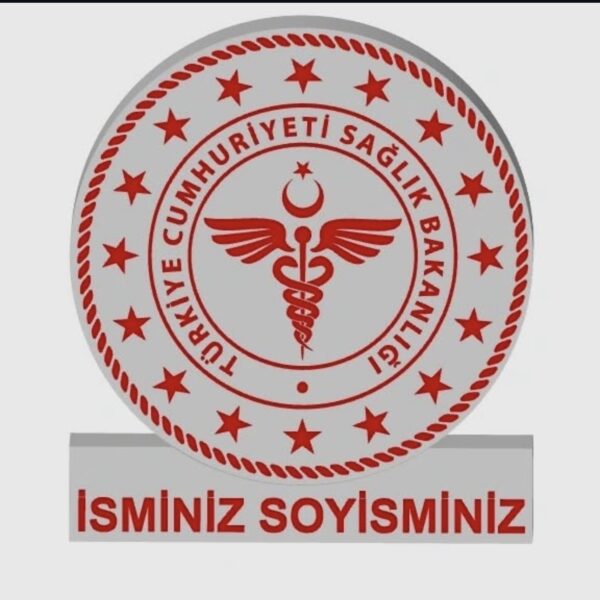 Hizmetin Nişanesi: İsimli Sağlık Bakanlığı Amblemli Masaüstü Plaket