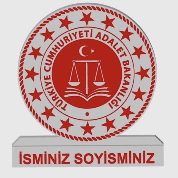 Hukukun Sembolü: İsimli Adalet Bakanlığı Logolu Masaüstü Plaket