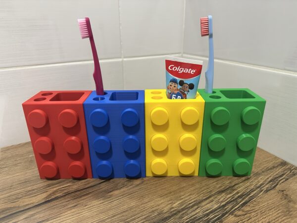 Yapboz Tasarımlı Diş Fırçası ve Diş Macunu Tutucu – Çocuklar İçin Eğlenceli Banyo Organizer